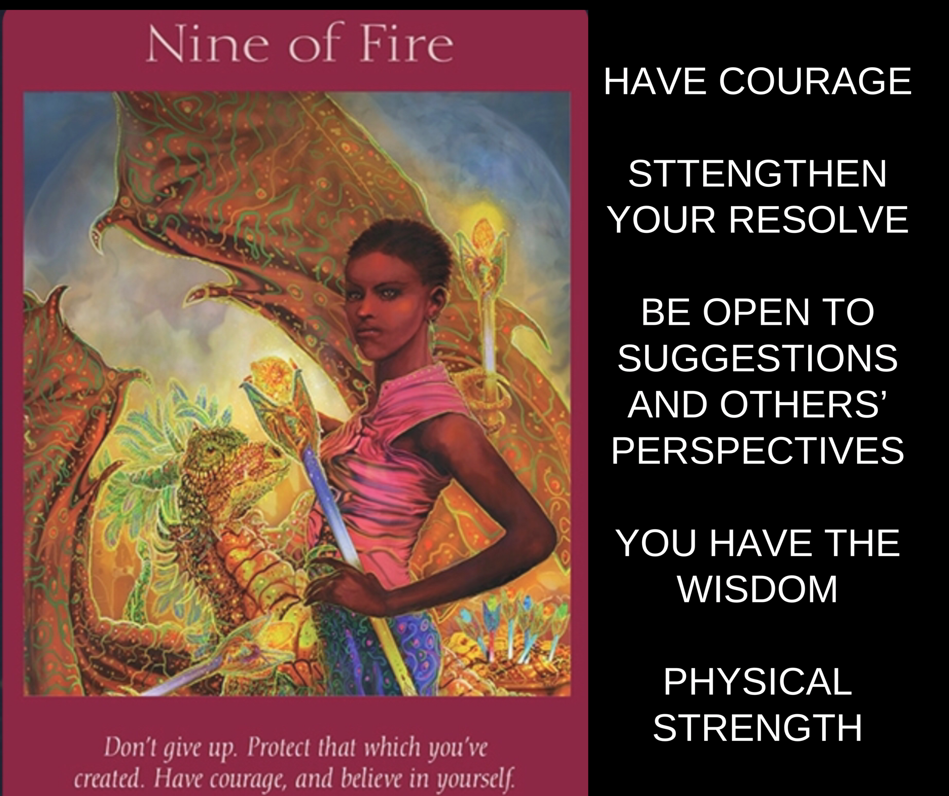 Nine of Fire Angel Tarot Card